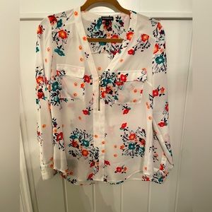 Women’s Express Long Sleeve Floral Blouse Size Medium